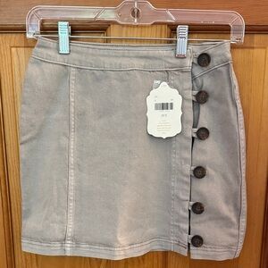 Altar'd State Mini Gray Skirt with Button Detail